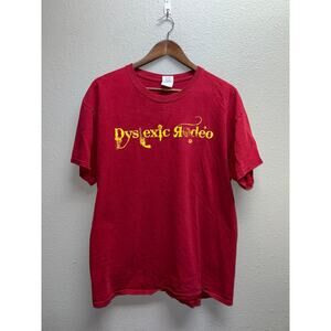 Dyslexic Rodeo Shirt Band Concert Tour Red Graphic Tee Stained Stain Large